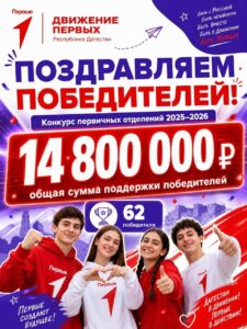 62 первичных отделения Движения Первых в Дагестане стали победителями конкурса